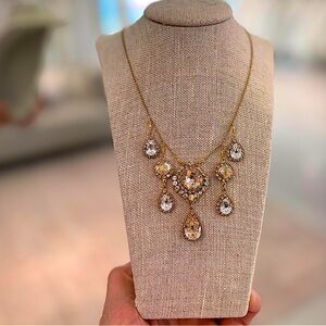 Gold and Swarovski crystal chandelier necklace